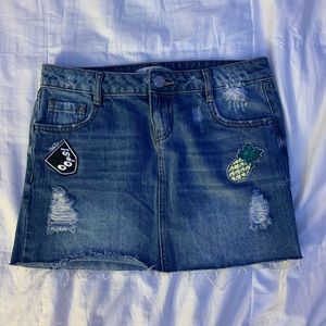 Denim mini skirt with patchwork